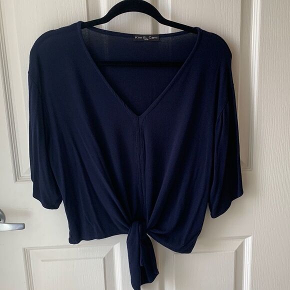 Kim and Cami Short Sleeve Blouse, Front Tie - Picture 1 of 4